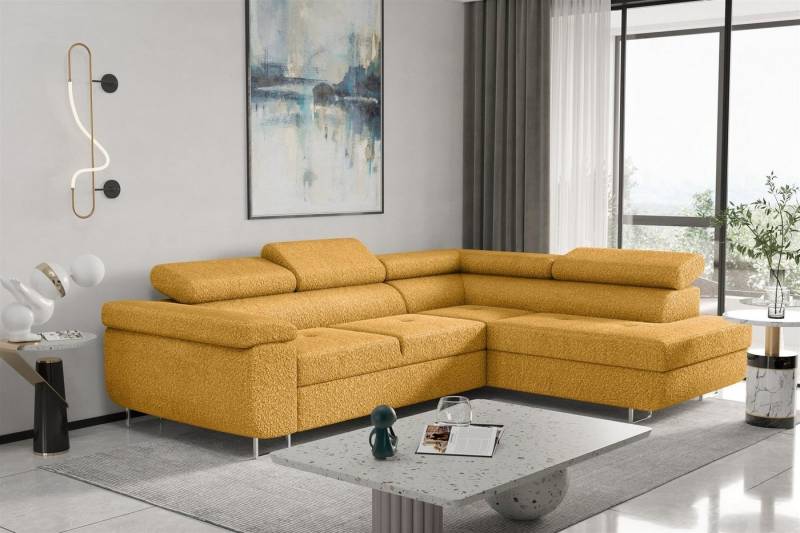 Fun Möbel Ecksofa Couchgarnitur Schlafsofa JADE mit Ottomane in Stoff Ascot, mit Rundumbezug, mit Schlaffunktion von Fun Möbel
