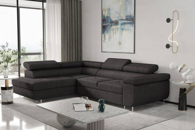Fun Möbel Ecksofa Couchgarnitur Schlafsofa JADE mit Ottomane in Stoff Ascot, mit Rundumbezug, mit Schlaffunktion von Fun Möbel