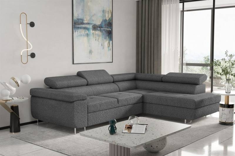 Fun Möbel Ecksofa Couchgarnitur Schlafsofa JADE mit Ottomane in Stoff Ascot, mit Rundumbezug, mit Schlaffunktion von Fun Möbel