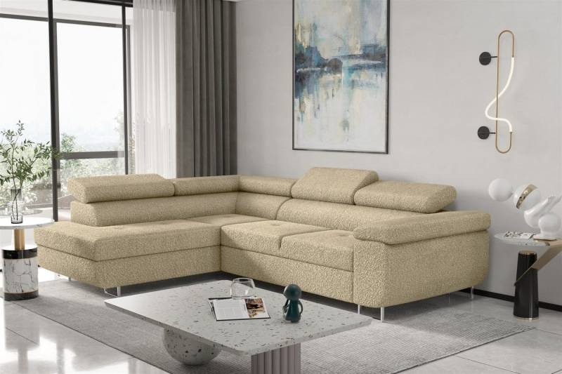 Fun Möbel Ecksofa Couchgarnitur Schlafsofa JADE mit Ottomane in Stoff Ascot, mit Rundumbezug, mit Schlaffunktion von Fun Möbel