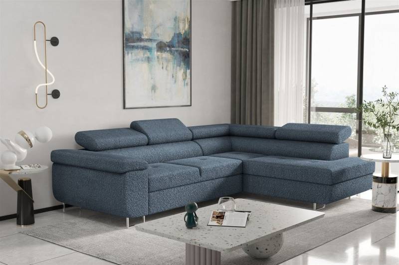Fun Möbel Ecksofa Couchgarnitur Schlafsofa JADE mit Ottomane in Stoff Ascot, mit Rundumbezug, mit Schlaffunktion von Fun Möbel