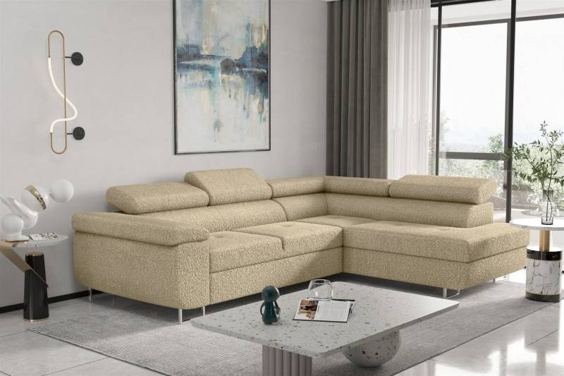 Fun Möbel Ecksofa Couchgarnitur Schlafsofa JADE mit Ottomane in Stoff Ascot, mit Rundumbezug, mit Schlaffunktion von Fun Möbel