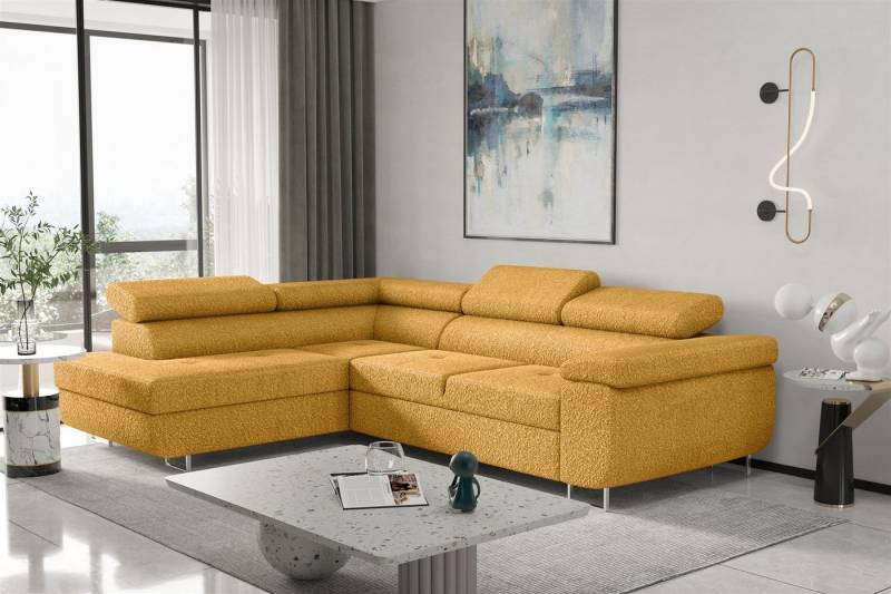 Fun Möbel Ecksofa Couchgarnitur Schlafsofa JADE mit Ottomane in Stoff Ascot, mit Rundumbezug, mit Schlaffunktion von Fun Möbel