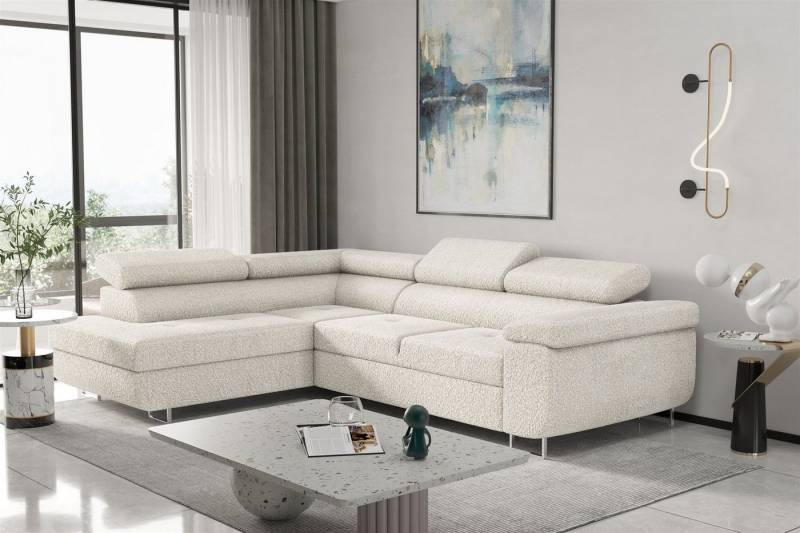 Fun Möbel Ecksofa Couchgarnitur Schlafsofa JADE mit Ottomane in Stoff Ascot, mit Rundumbezug, mit Schlaffunktion von Fun Möbel