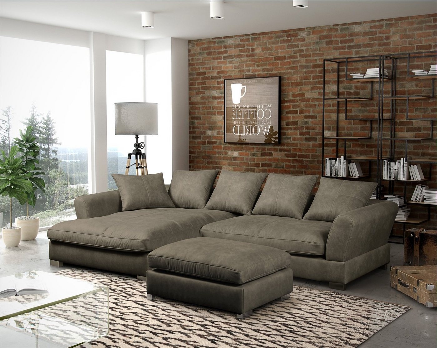 Fun Möbel Ecksofa Couchgarnitur inkl. Hocker TIZIAN Preston Braun Ottomane, N/A 1 Teile Fun Möbel Ecksofa Couchgarnitur inkl. Hocker TIZIAN Preston Braun Ottomane, N/A 1 Teile von Fun Möbel