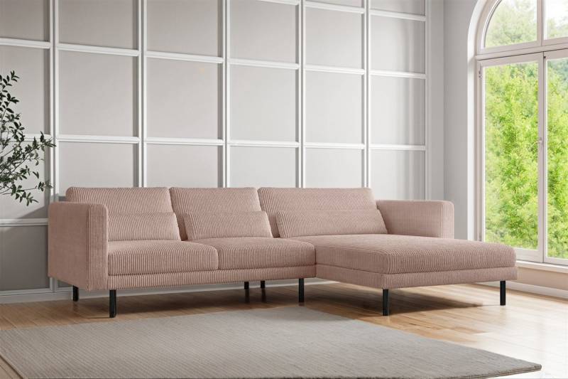Fun Möbel Ecksofa Designersofa AGADA in Stoff, mit Ottomane Links oder Rechts, Rundumbezug von Fun Möbel