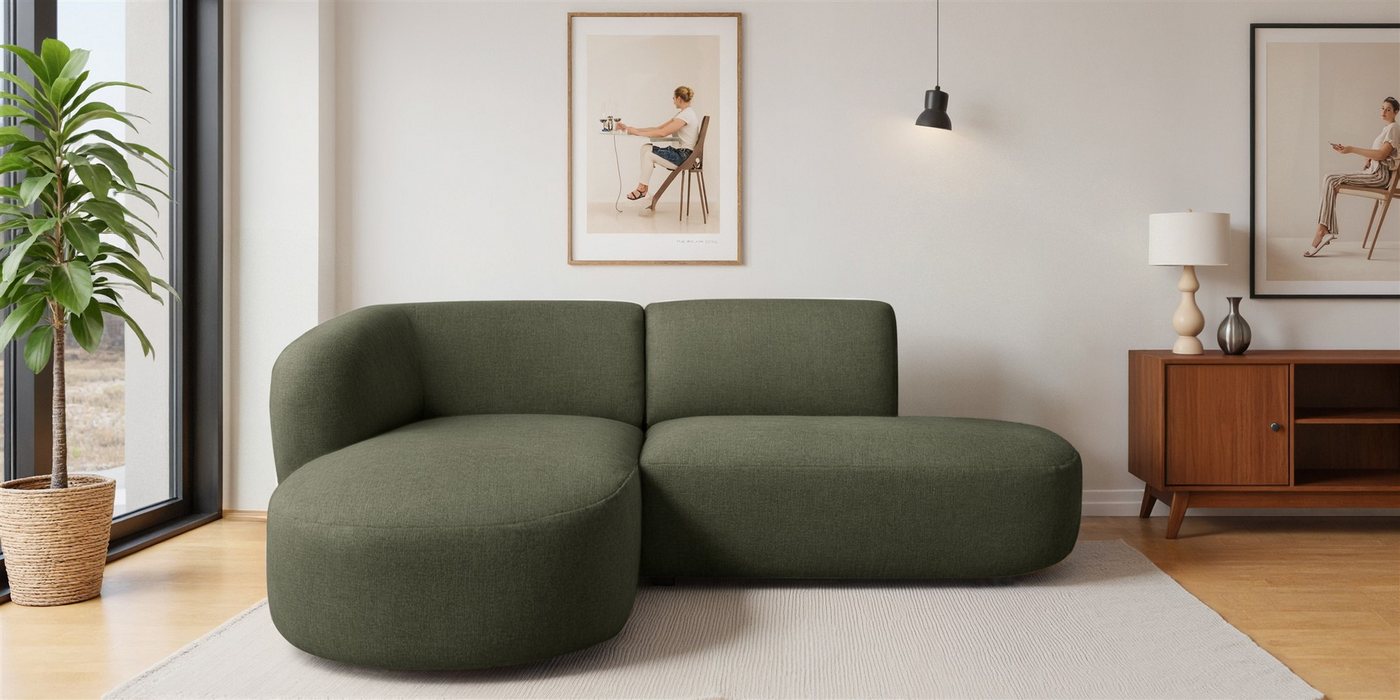 Fun Möbel Ecksofa Designersofa BABETTE in Stoff Lins mit Ottomane, Ottomane Links oder Rechts, Rundumbezug Fun Möbel Ecksofa Designersofa BABETTE in Stoff Lins mit Ottomane, Ottomane Links oder Rechts, Rundumbezug von Fun Möbel