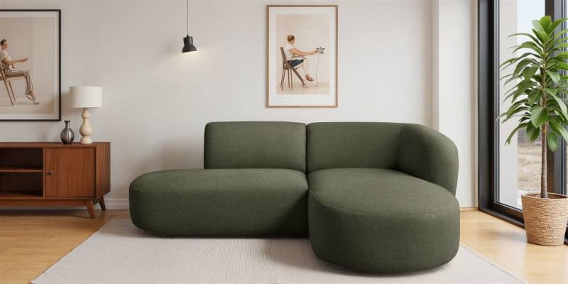 Fun Möbel Ecksofa Designersofa BABETTE in Stoff Lins mit Ottomane, Ottomane Links oder Rechts, Rundumbezug Fun Möbel Ecksofa Designersofa BABETTE in Stoff Lins mit Ottomane, Ottomane Links oder Rechts, Rundumbezug von Fun Möbel