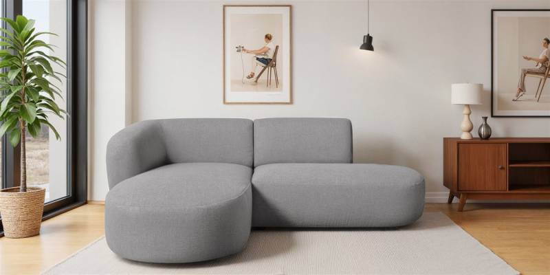 Fun Möbel Ecksofa Designersofa BABETTE in Stoff Lins mit Ottomane, Ottomane Links oder Rechts, Rundumbezug von Fun Möbel