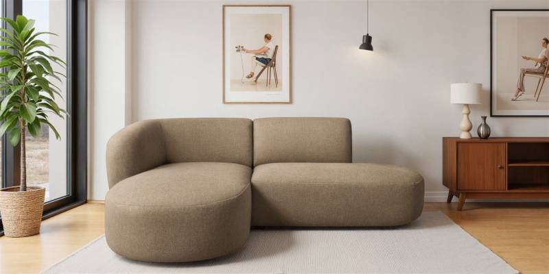 Fun Möbel Ecksofa Designersofa BABETTE in Stoff Lins mit Ottomane, Ottomane Links oder Rechts, Rundumbezug Fun Möbel Ecksofa Designersofa BABETTE in Stoff Lins mit Ottomane, Ottomane Links oder Rechts, Rundumbezug von Fun Möbel