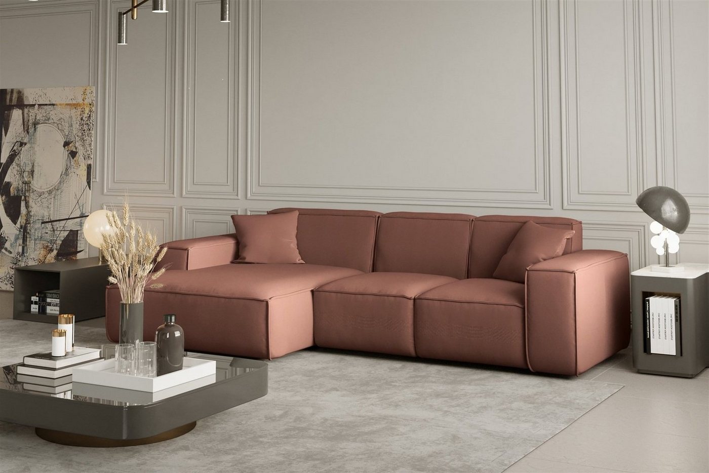 Fun Möbel Ecksofa Designersofa CELES Ottomane Links oder Rechts in Stoff, inkl. 2 Zierkissen Fun Möbel Ecksofa Designersofa CELES Ottomane Links oder Rechts in Stoff, inkl. 2 Zierkissen von Fun Möbel