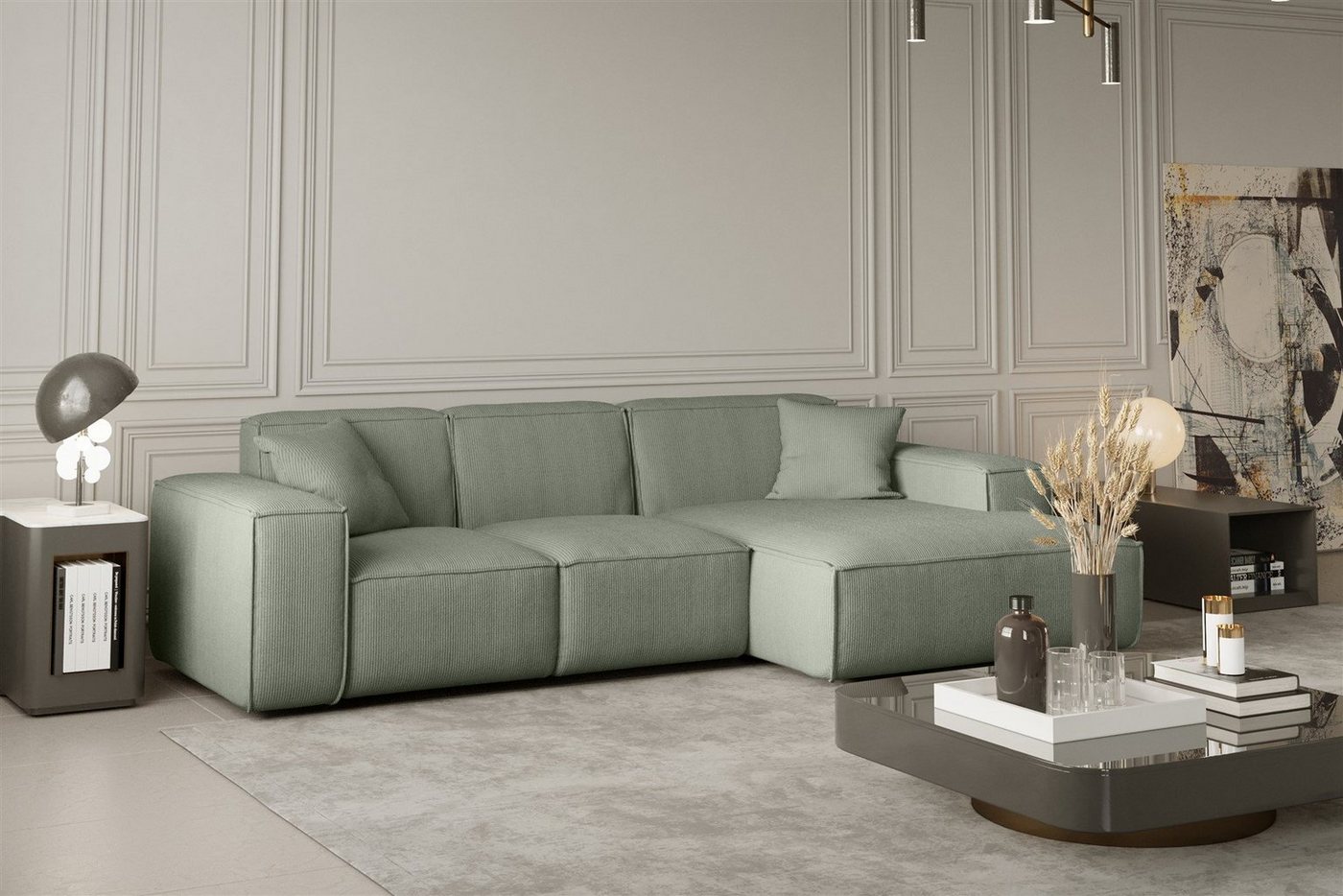 Fun Möbel Ecksofa Designersofa CELES Ottomane Links oder Rechts in Stoff, inkl. 2 Zierkissen Fun Möbel Ecksofa Designersofa CELES Ottomane Links oder Rechts in Stoff, inkl. 2 Zierkissen von Fun Möbel