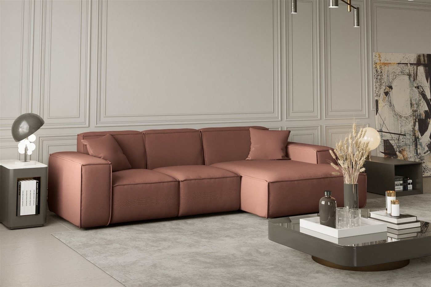 Fun Möbel Ecksofa Designersofa CELES Ottomane Links oder Rechts in Stoff, inkl. 2 Zierkissen Fun Möbel Ecksofa Designersofa CELES Ottomane Links oder Rechts in Stoff, inkl. 2 Zierkissen von Fun Möbel