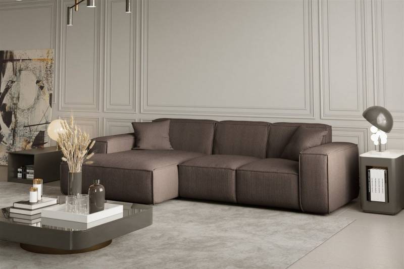 Fun Möbel Ecksofa Designersofa CELES Ottomane Links oder Rechts in Stoff, inkl. 2 Zierkissen von Fun Möbel