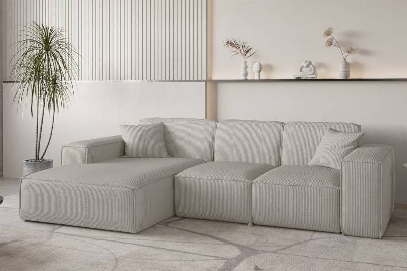 Fun Möbel Ecksofa Designersofa CELES PREMIUM in Stoff Scala, Ottomane Rechts oder Links, Inkl. 2 Zierkissen, Rundumbezug von Fun Möbel
