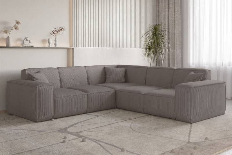 Fun Möbel Ecksofa Designersofa CELES PREMIUM in Stoff Scala, Seite Universal, Inkl. 3 Zierkissen, Rundumbezug von Fun Möbel