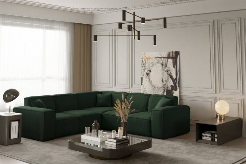 Fun Möbel Ecksofa Designersofa CELES Seite universal in Stoff Opera Velvet und Scala, inkl. 3 Zierkissen von Fun Möbel