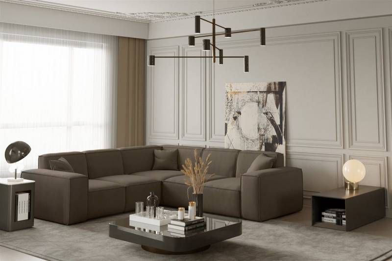Fun Möbel Ecksofa Designersofa CELES Seite universal in Stoff Opera Velvet und Scala, inkl. 3 Zierkissen von Fun Möbel