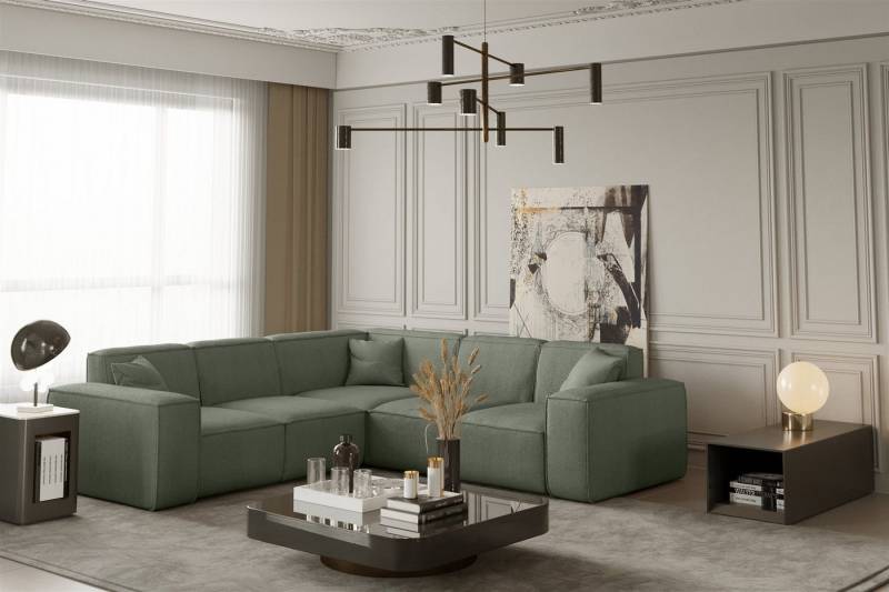 Fun Möbel Ecksofa Designersofa CELES Seite universal in Stoff Opera Velvet und Scala, inkl. 3 Zierkissen von Fun Möbel