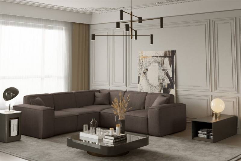 Fun Möbel Ecksofa Designersofa CELES Seite universal in Stoff Opera Velvet und Scala, inkl. 3 Zierkissen von Fun Möbel