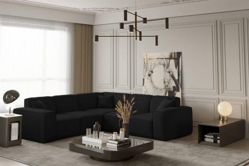 Fun Möbel Ecksofa Designersofa CELES Seite universal in Stoff Opera Velvet und Scala, inkl. 3 Zierkissen von Fun Möbel