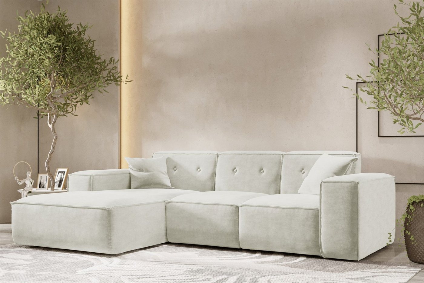 Fun Möbel Ecksofa Designersofa CESINA Ottomane Rechts oder Links in Stoff, inkl. 2 Zierkissen, Rundumbezug Fun Möbel Ecksofa Designersofa CESINA Ottomane Rechts oder Links in Stoff, inkl. 2 Zierkissen, Rundumbezug von Fun Möbel