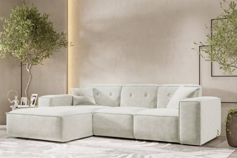 Fun Möbel Ecksofa Designersofa CESINA Ottomane Rechts oder Links in Stoff, inkl. 2 Zierkissen, Rundumbezug von Fun Möbel