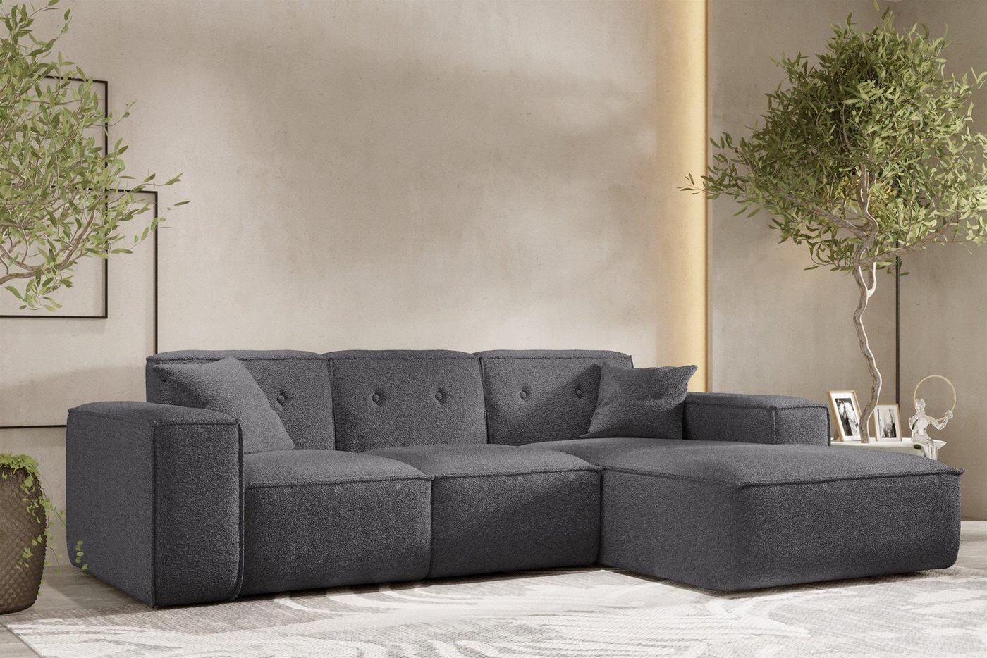 Fun Möbel Ecksofa Designersofa CESINA Ottomane Rechts oder Links in Stoff, inkl. 2 Zierkissen, Rundumbezug Fun Möbel Ecksofa Designersofa CESINA Ottomane Rechts oder Links in Stoff, inkl. 2 Zierkissen, Rundumbezug von Fun Möbel