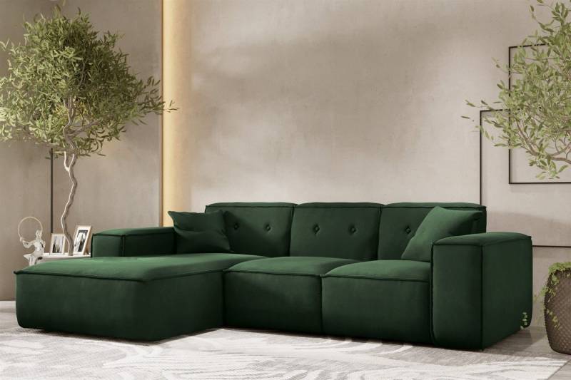 Fun Möbel Ecksofa Designersofa CESINA Ottomane Rechts oder Links in Stoff, inkl. 2 Zierkissen, Rundumbezug von Fun Möbel