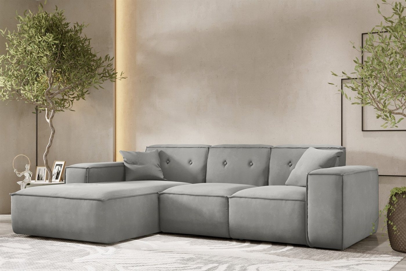 Fun Möbel Ecksofa Designersofa CESINA Ottomane Rechts oder Links in Stoff, inkl. 2 Zierkissen, Rundumbezug Fun Möbel Ecksofa Designersofa CESINA Ottomane Rechts oder Links in Stoff, inkl. 2 Zierkissen, Rundumbezug von Fun Möbel