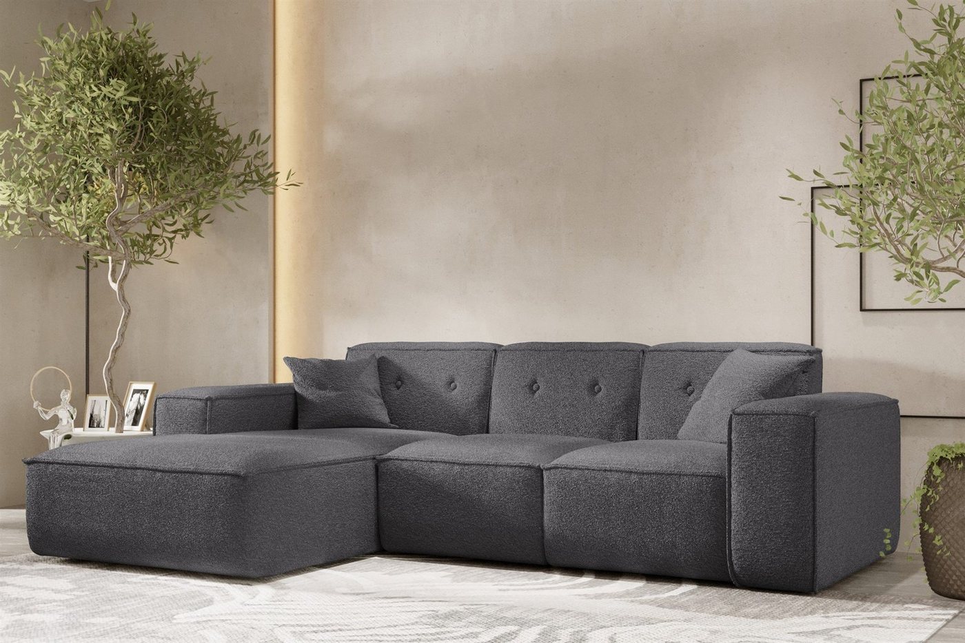 Fun Möbel Ecksofa Designersofa CESINA Ottomane Rechts oder Links in Stoff, inkl. 2 Zierkissen, Rundumbezug Fun Möbel Ecksofa Designersofa CESINA Ottomane Rechts oder Links in Stoff, inkl. 2 Zierkissen, Rundumbezug von Fun Möbel