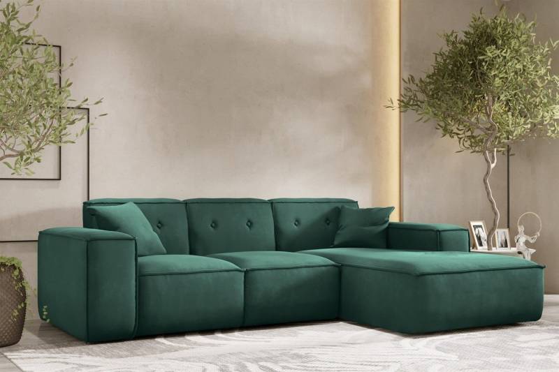 Fun Möbel Ecksofa Designersofa CESINA Ottomane Rechts oder Links in Stoff, inkl. 2 Zierkissen, Rundumbezug von Fun Möbel
