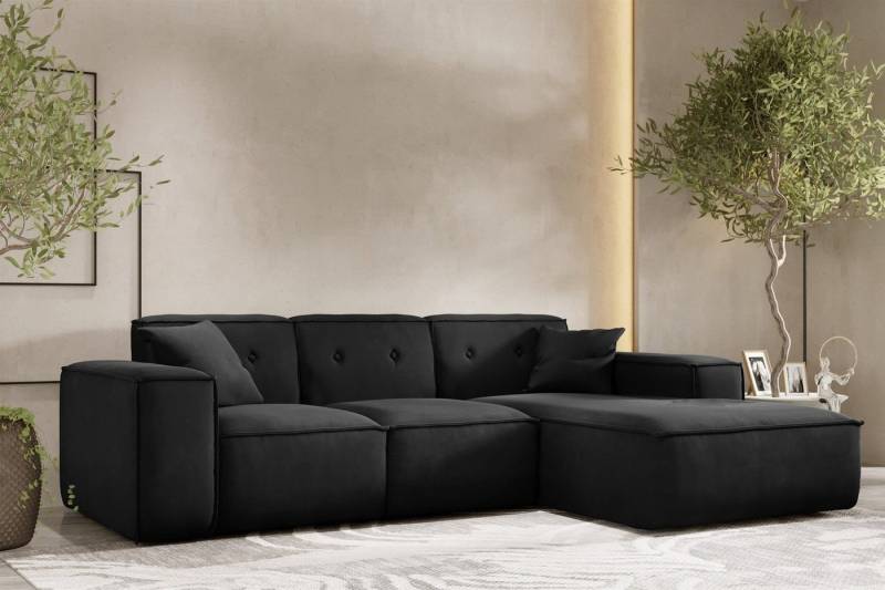 Fun Möbel Ecksofa Designersofa CESINA Ottomane Rechts oder Links in Stoff, inkl. 2 Zierkissen, Rundumbezug von Fun Möbel