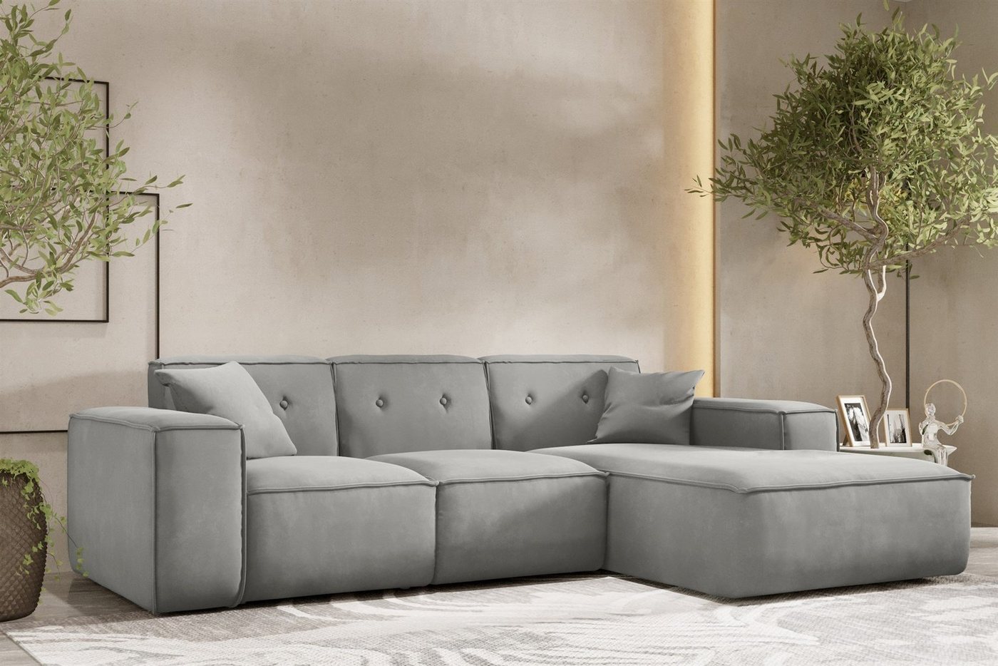 Fun Möbel Ecksofa Designersofa CESINA Ottomane Rechts oder Links in Stoff, inkl. 2 Zierkissen, Rundumbezug Fun Möbel Ecksofa Designersofa CESINA Ottomane Rechts oder Links in Stoff, inkl. 2 Zierkissen, Rundumbezug von Fun Möbel