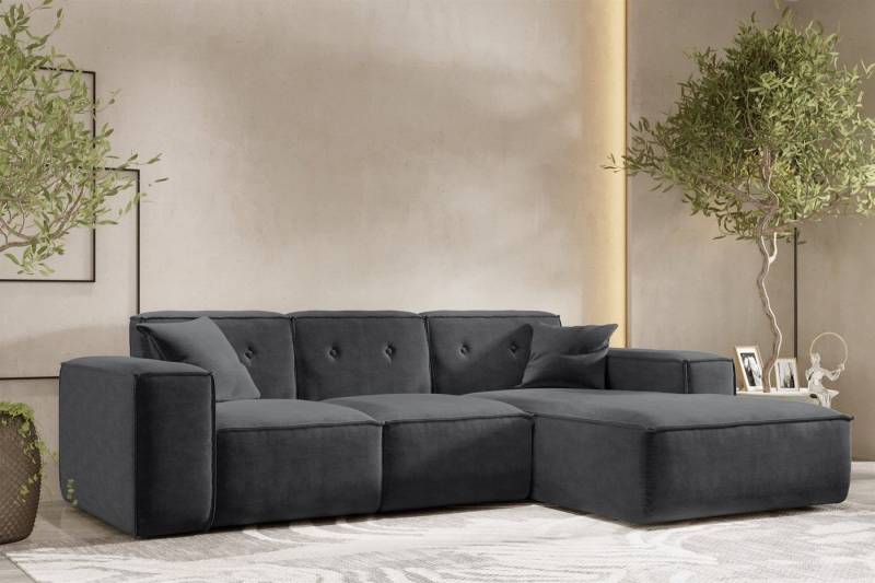 Fun Möbel Ecksofa Designersofa CESINA Ottomane Rechts oder Links in Stoff, inkl. 2 Zierkissen, Rundumbezug von Fun Möbel