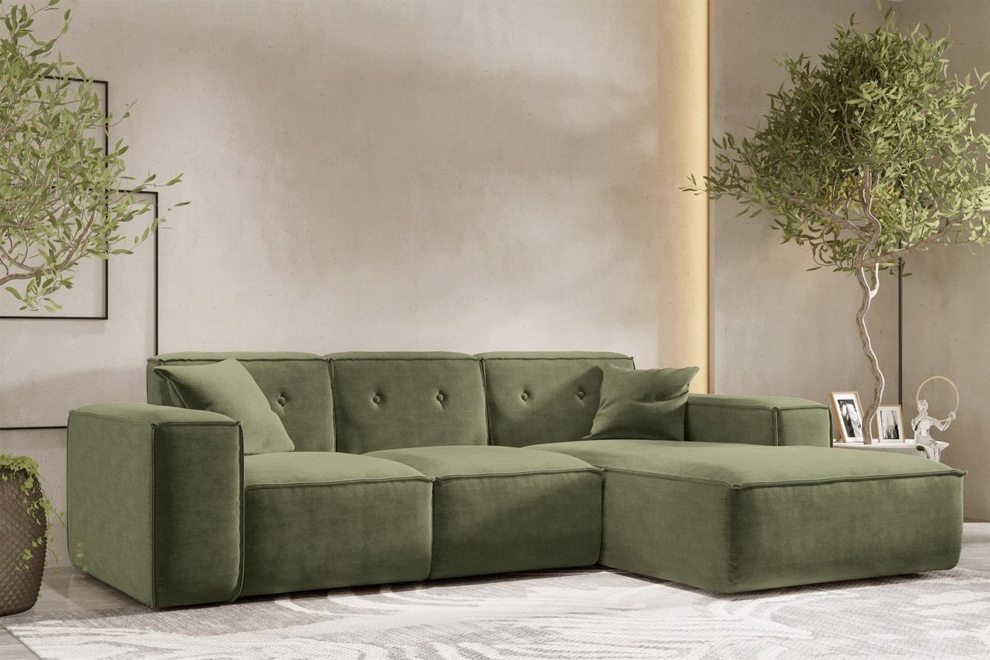 Fun Möbel Ecksofa Designersofa CESINA Ottomane Rechts oder Links in Stoff, inkl. 2 Zierkissen, Rundumbezug Fun Möbel Ecksofa Designersofa CESINA Ottomane Rechts oder Links in Stoff, inkl. 2 Zierkissen, Rundumbezug von Fun Möbel