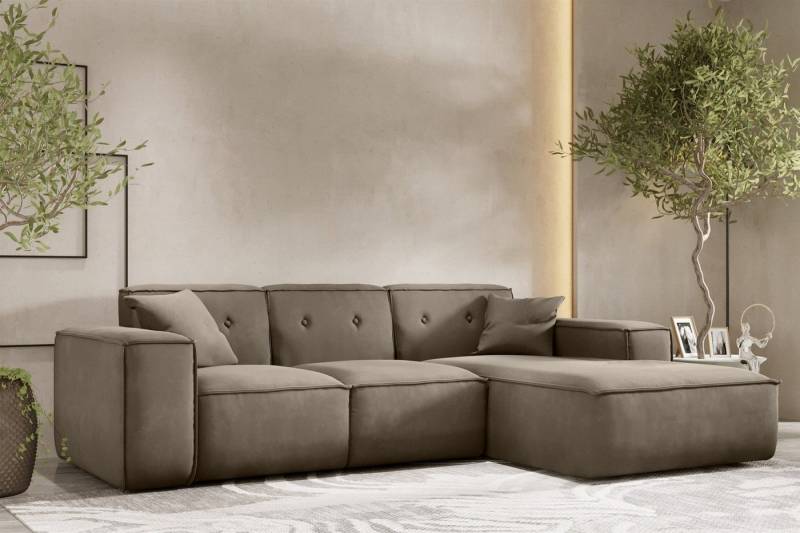 Fun Möbel Ecksofa Designersofa CESINA Ottomane Rechts oder Links in Stoff, inkl. 2 Zierkissen, Rundumbezug von Fun Möbel