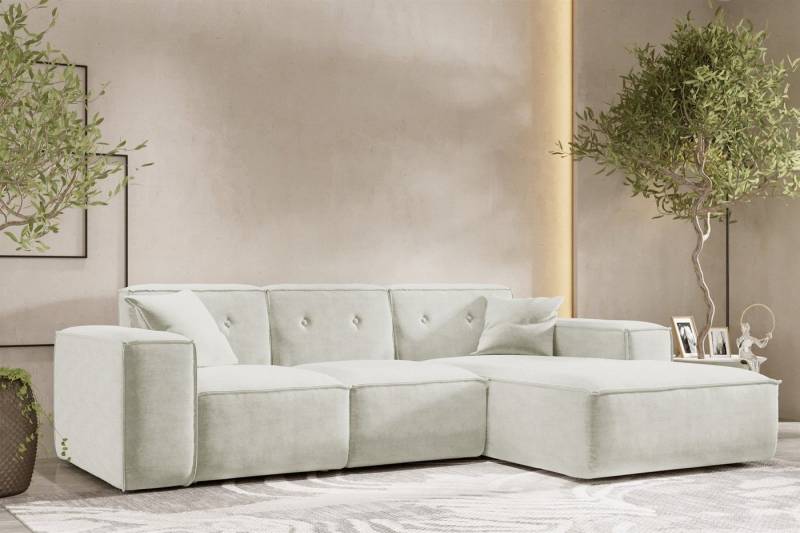 Fun Möbel Ecksofa Designersofa CESINA Ottomane Rechts oder Links in Stoff, inkl. 2 Zierkissen, Rundumbezug von Fun Möbel