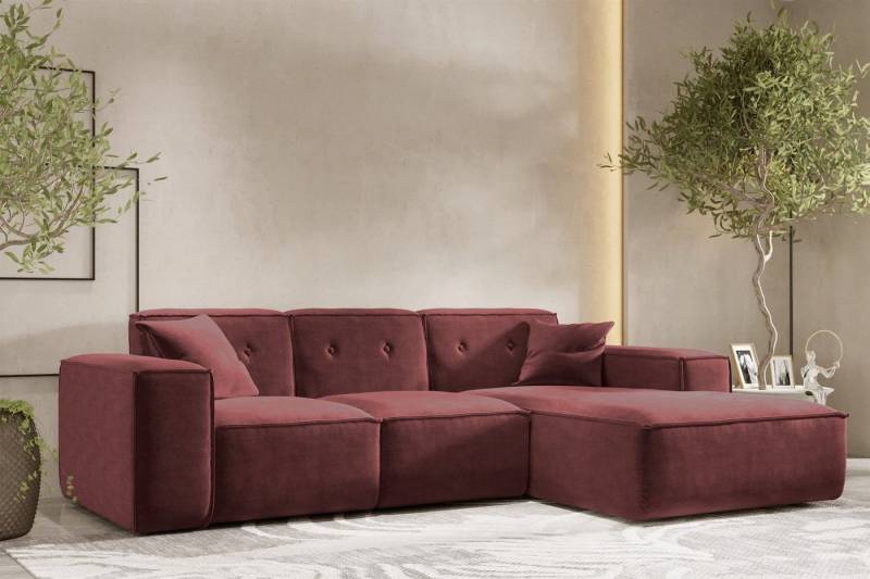Fun Möbel Ecksofa Designersofa CESINA Ottomane Rechts oder Links in Stoff, inkl. 2 Zierkissen, Rundumbezug von Fun Möbel