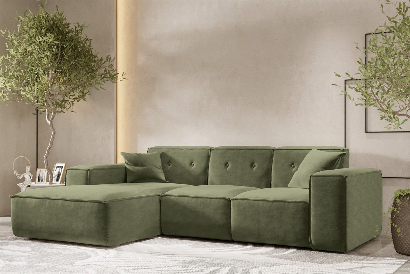 Fun Möbel Ecksofa Designersofa CESINA Ottomane Rechts oder Links in Stoff, inkl. 2 Zierkissen, Rundumbezug Fun Möbel Ecksofa Designersofa CESINA Ottomane Rechts oder Links in Stoff, inkl. 2 Zierkissen, Rundumbezug von Fun Möbel