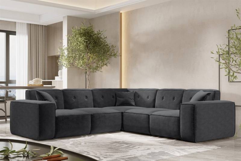 Fun Möbel Ecksofa Designersofa CESINA in Stoff Seite Universal, inkl. 3 Zierkissen, Rundumbezug von Fun Möbel