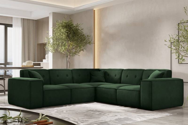Fun Möbel Ecksofa Designersofa CESINA in Stoff Seite Universal, inkl. 3 Zierkissen, Rundumbezug von Fun Möbel