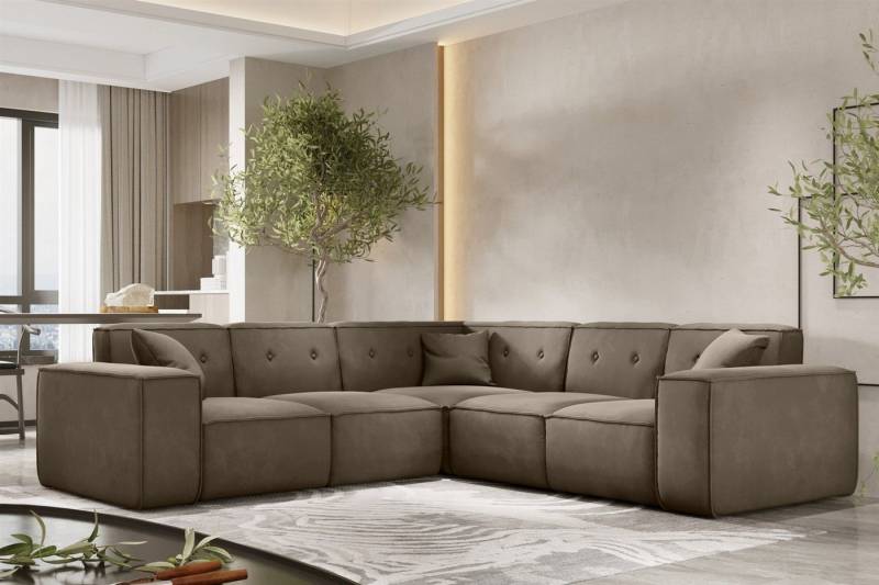 Fun Möbel Ecksofa Designersofa CESINA in Stoff Seite Universal, inkl. 3 Zierkissen, Rundumbezug von Fun Möbel