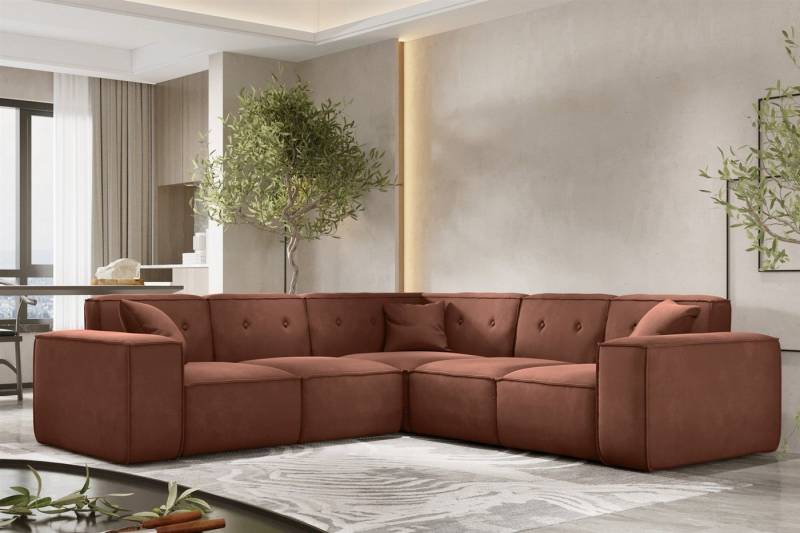 Fun Möbel Ecksofa Designersofa CESINA in Stoff Seite Universal, inkl. 3 Zierkissen, Rundumbezug von Fun Möbel