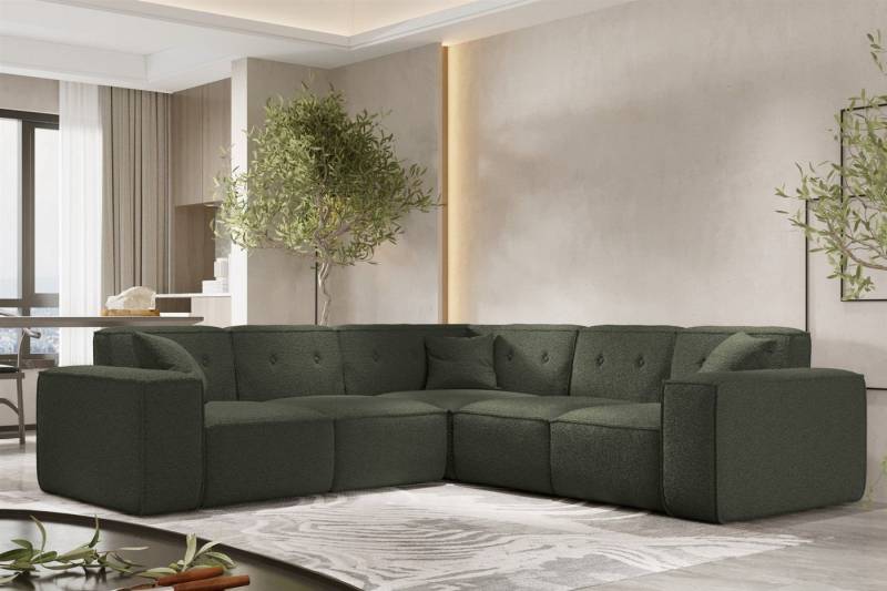 Fun Möbel Ecksofa Designersofa CESINA in Stoff Seite Universal, inkl. 3 Zierkissen, Rundumbezug von Fun Möbel