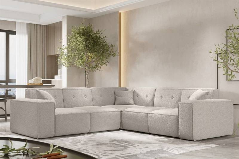 Fun Möbel Ecksofa Designersofa CESINA in Stoff Seite Universal, inkl. 3 Zierkissen, Rundumbezug von Fun Möbel
