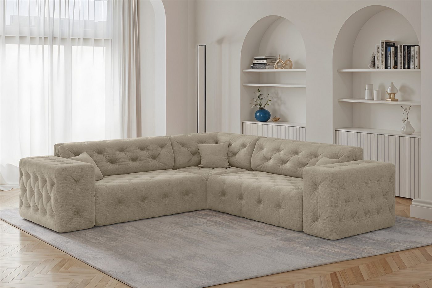 Fun Möbel Ecksofa Designersofa CHANTAL in Stoff Moly, inkl. 3 Zierkissen, universale Seitenlänge Fun Möbel Ecksofa Designersofa CHANTAL in Stoff Moly, inkl. 3 Zierkissen, universale Seitenlänge von Fun Möbel