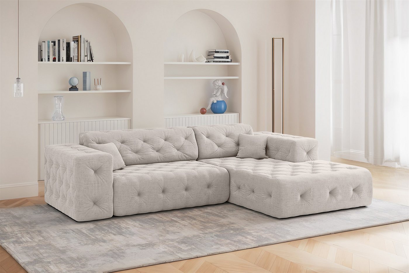 Fun Möbel Ecksofa Designersofa CHANTAL mit Ottomane in Stoff Moly, inkl. 2 Zierkissen, Ottomane Links oder Rechts Fun Möbel Ecksofa Designersofa CHANTAL mit Ottomane in Stoff Moly, inkl. 2 Zierkissen, Ottomane Links oder Rechts von Fun Möbel
