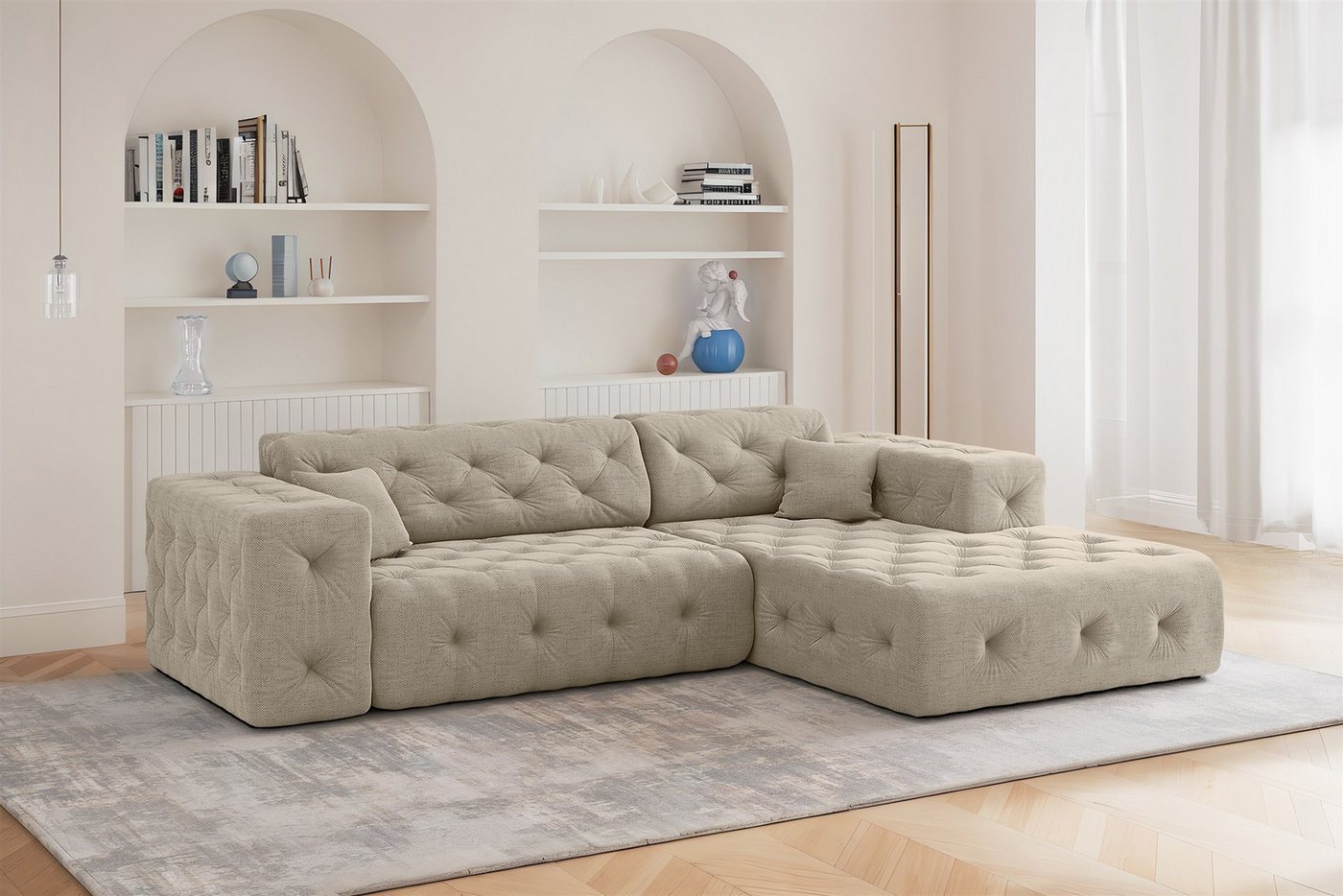 Fun Möbel Ecksofa Designersofa CHANTAL mit Ottomane in Stoff Moly, inkl. 2 Zierkissen, Ottomane Links oder Rechts Fun Möbel Ecksofa Designersofa CHANTAL mit Ottomane in Stoff Moly, inkl. 2 Zierkissen, Ottomane Links oder Rechts von Fun Möbel