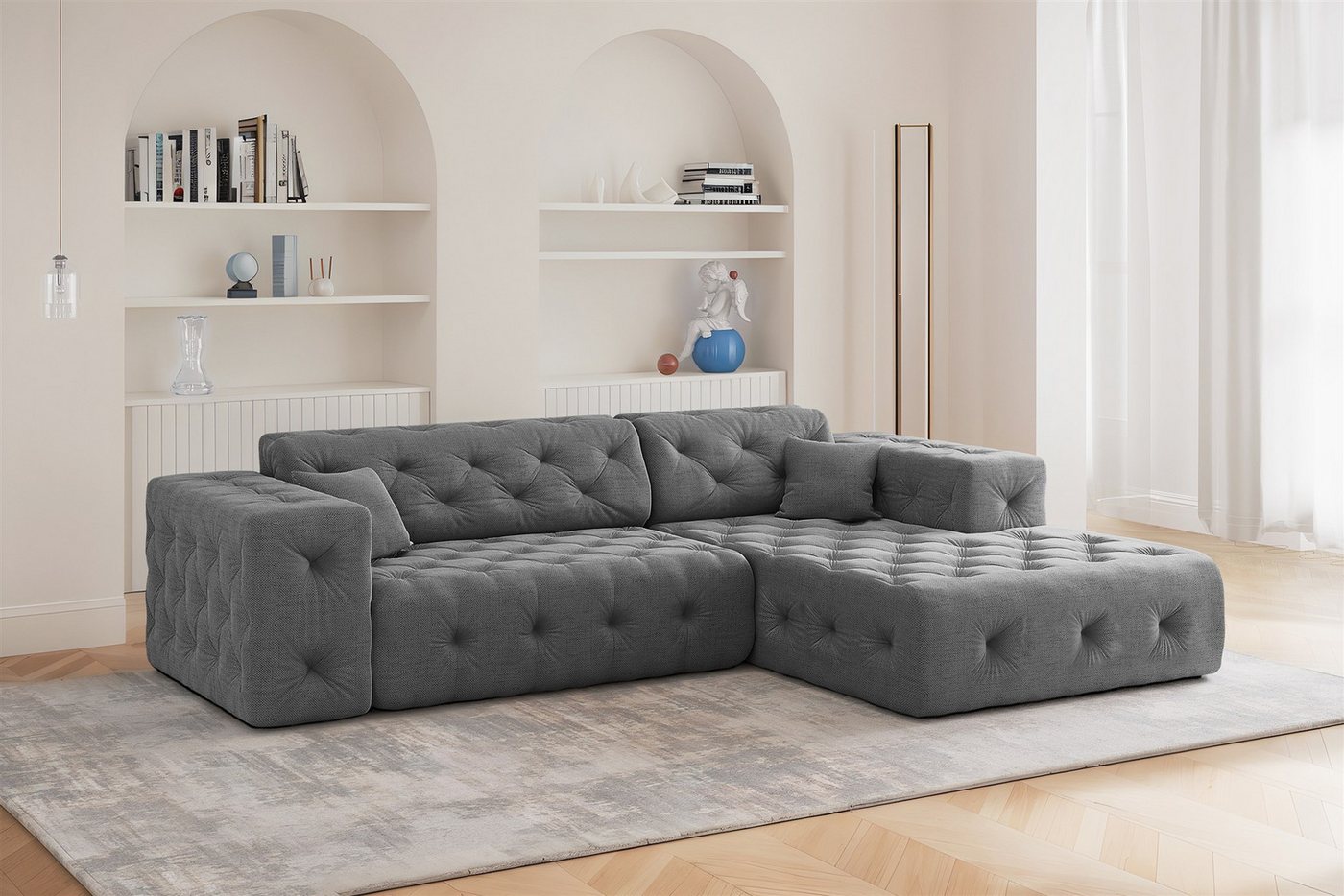 Fun Möbel Ecksofa Designersofa CHANTAL mit Ottomane in Stoff Moly, inkl. 2 Zierkissen, Ottomane Links oder Rechts Fun Möbel Ecksofa Designersofa CHANTAL mit Ottomane in Stoff Moly, inkl. 2 Zierkissen, Ottomane Links oder Rechts von Fun Möbel